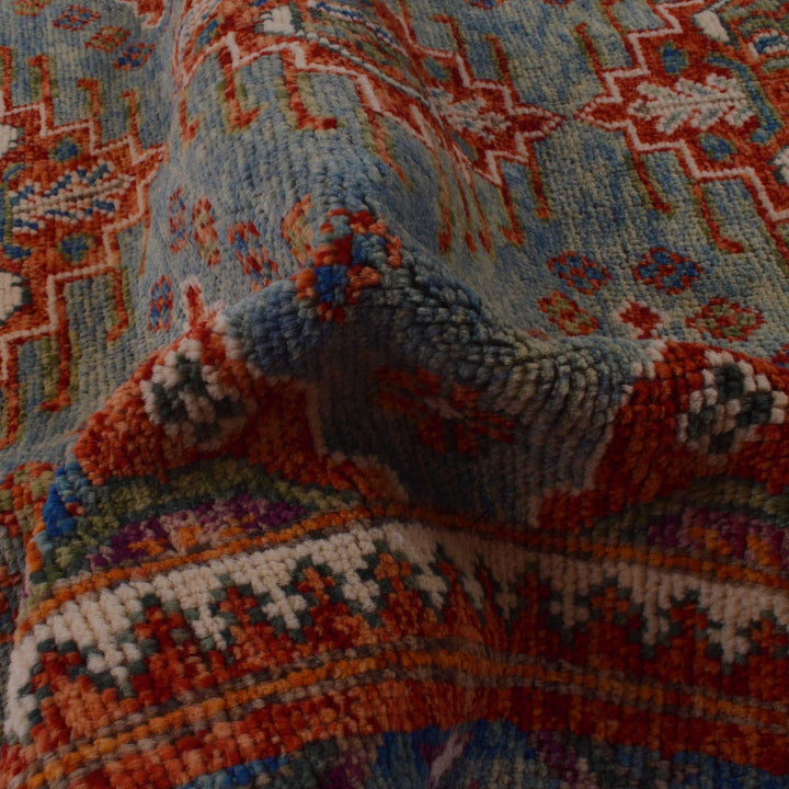 Red Afghan Shiraz Rug 5' 1" x 6' 7" Hand-Knotted | No. AL10533