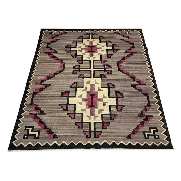 Afghan Vegetable Kilim Rug 6' 6" x 8' 8" Flat-Weave | No. AL105488