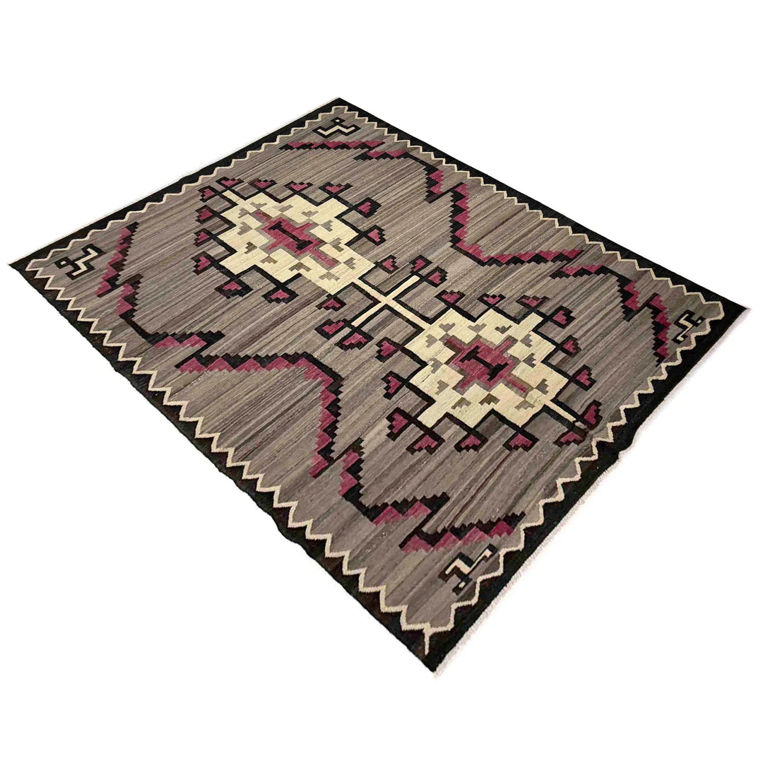 Afghan Vegetable Kilim Rug 6' 6" x 8' 8" Flat-Weave | No. AL105488