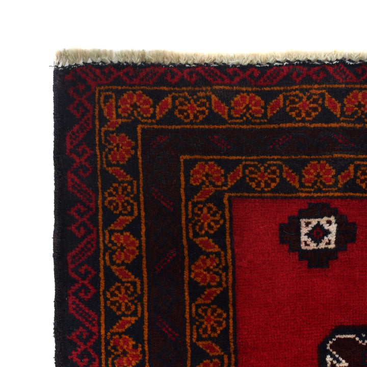 Red Afghan Baluchi Rug 3' 1" x 4' 9" Hand-Knotted | No. AL10591
