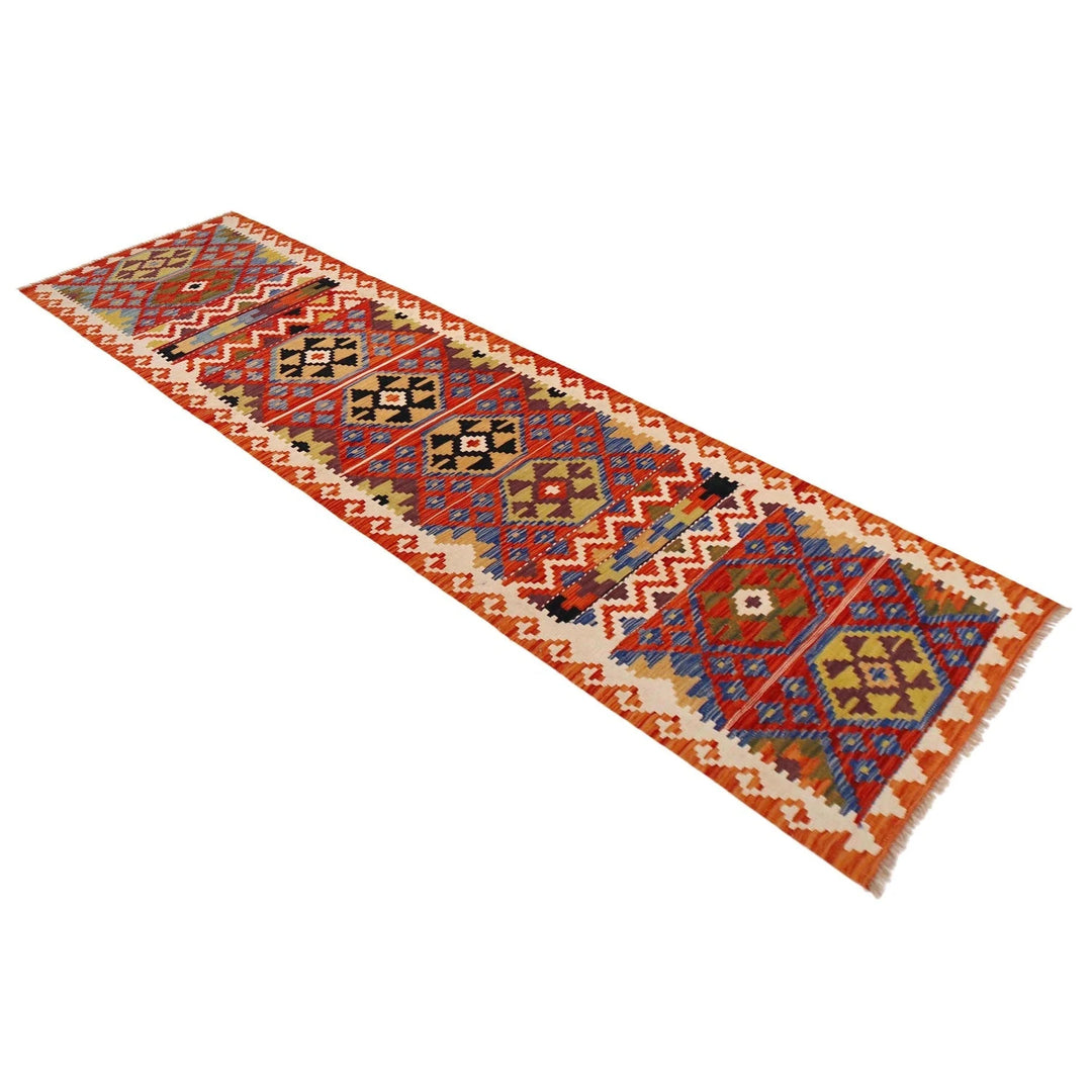 Afghan Kilim Rug 2' 8" x 9' 10" Flat-Weave | No. AL10601