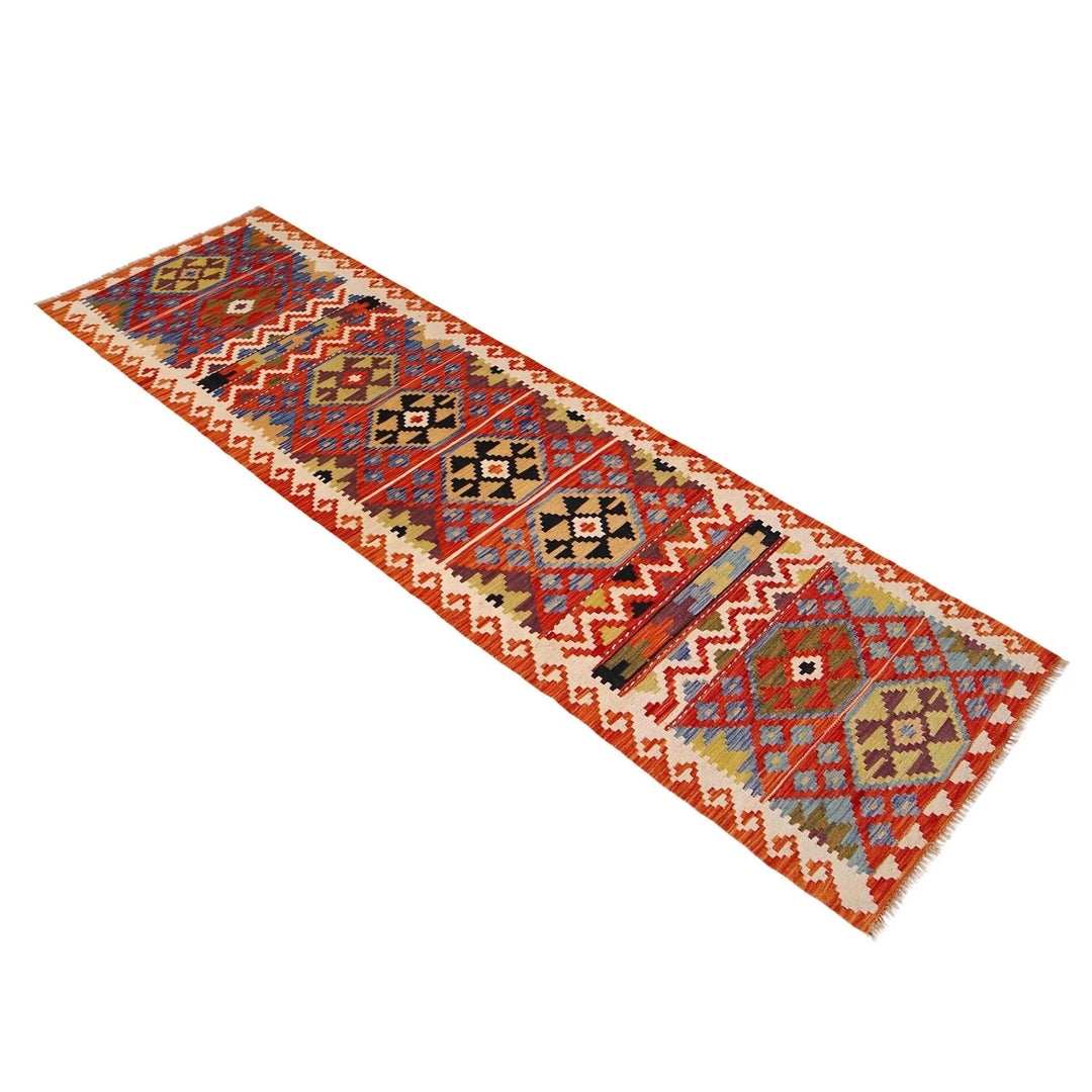 Afghan Kilim Rug 2' 8" x 9' 10" Flat-Weave | No. AL10601