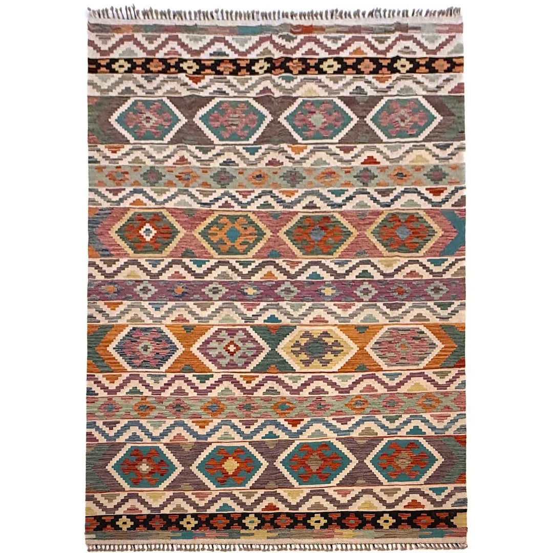 Afghan Kilim Rug 6' 9" x 10' 0" Flat-Weave | No. AL10626
