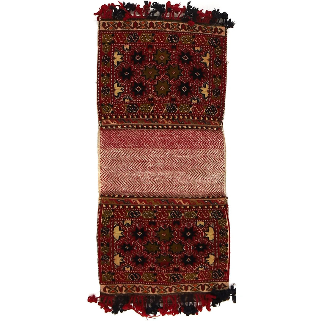 Afghan Tribal Baluch Saddle Bag Rug 1' 3" x 2' 9" Hand-Knotted | No. AL10647