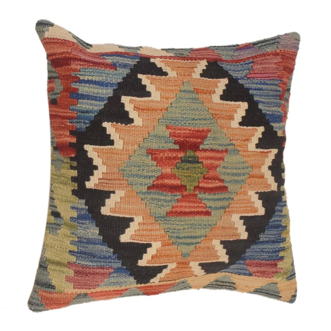 Afghan Kilim Cushion 1' 6" x 1' 6" Flat-Weave | No. AL10665