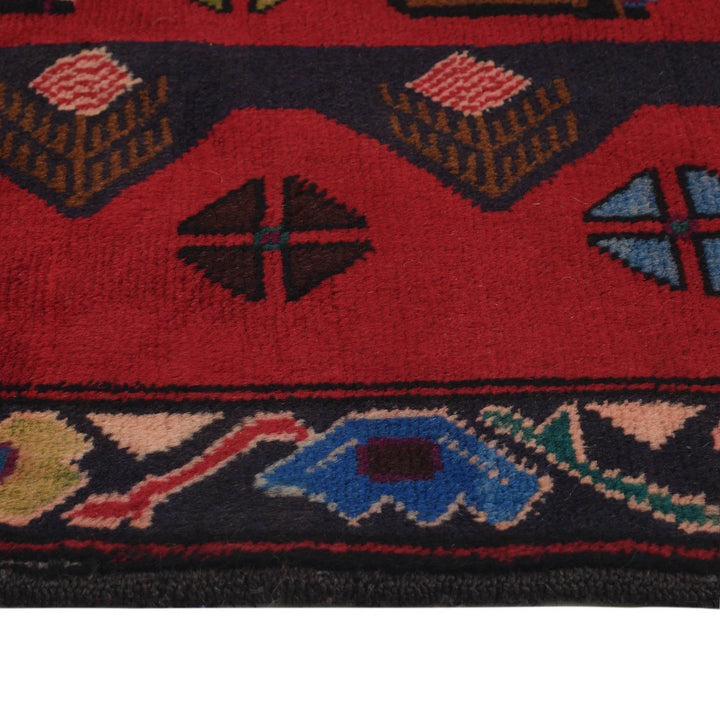 Red Afghan Pictorial Rug 3' 0" x 5' 0" Hand-Knotted | No. AL10735