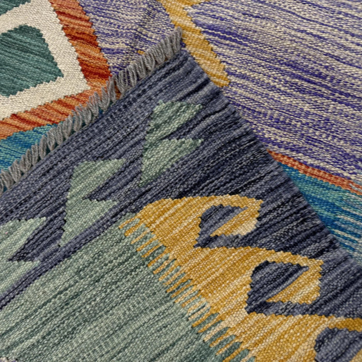 Afghan Vegetable Kilim Rug 5' 9" x 8' 6" Flat-Weave | No. AL107362