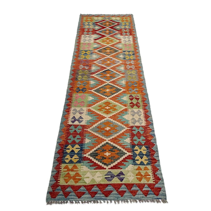 Afghan Vegetable Kilim Rug 2' 11" x 9' 5" Flat-Weave | No. AL107543