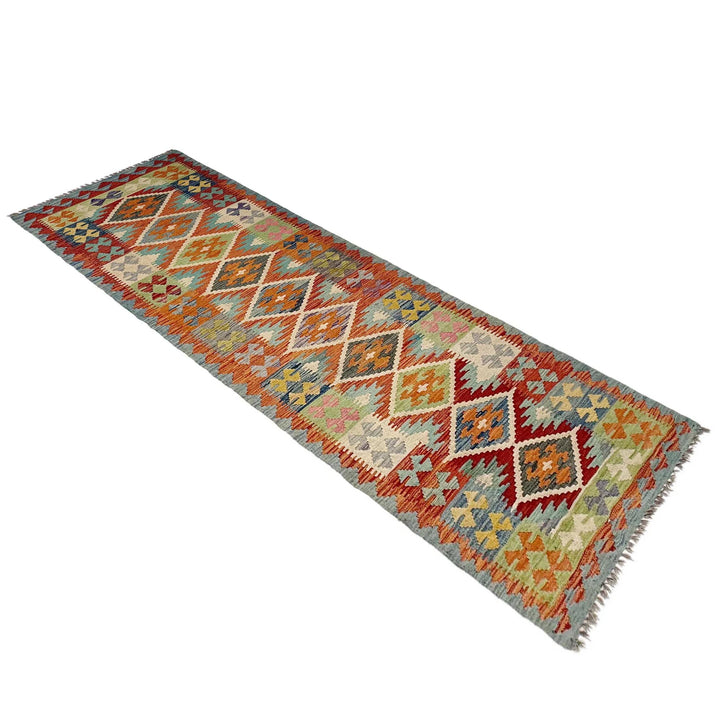 Afghan Vegetable Kilim Rug 2' 11" x 9' 5" Flat-Weave | No. AL107543