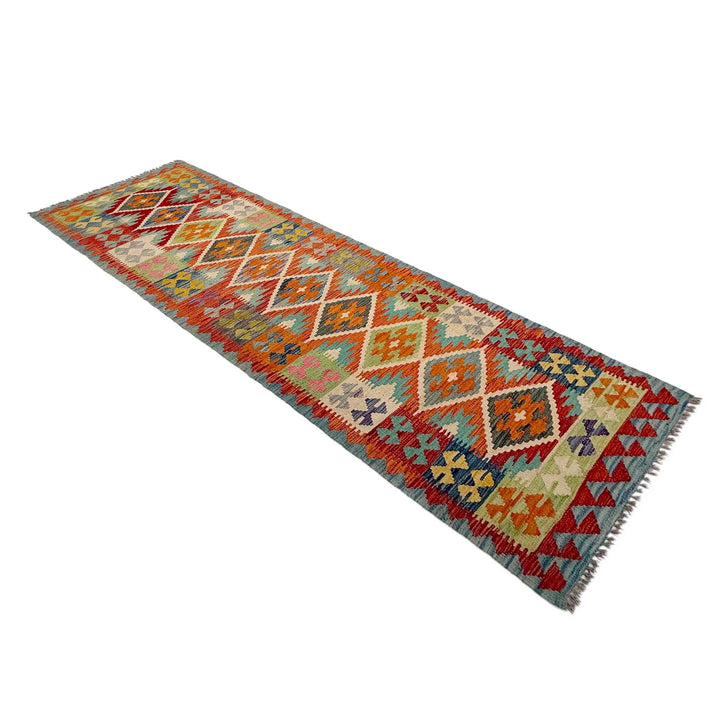 Afghan Vegetable Kilim Rug 2' 11" x 9' 5" Flat-Weave | No. AL107543