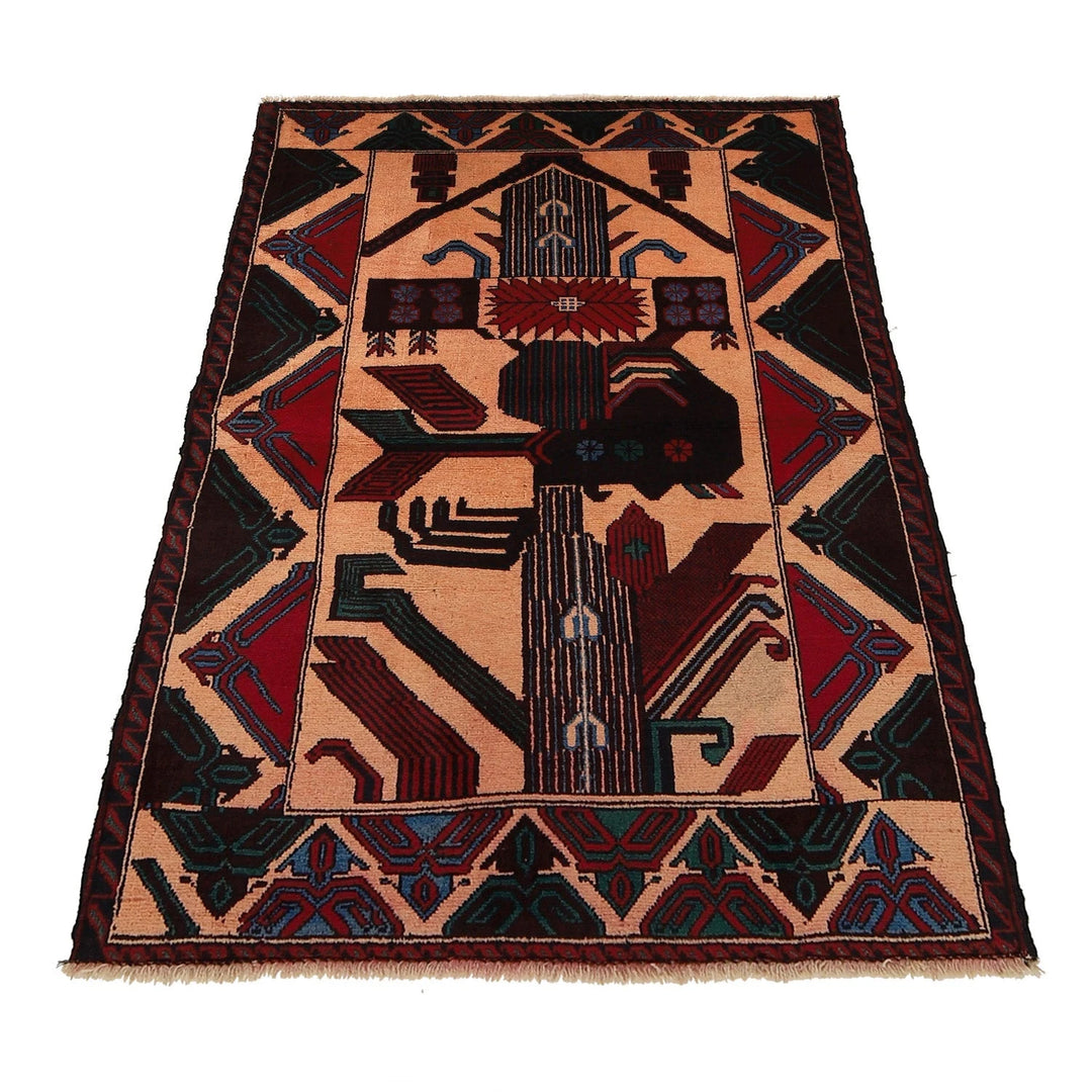 Afghan Baluchi Rug 3' 0" x 4' 8" Hand-Knotted | No. AL10799