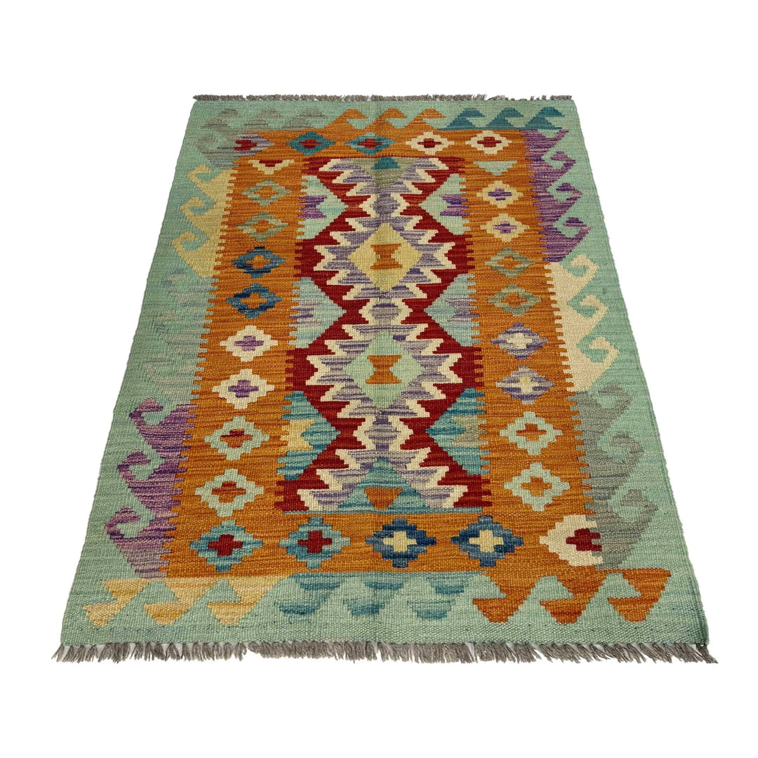 Afghan Vegetable Kilim Rug 2'7" x 4'2" Flat-Weave | No. AL108015