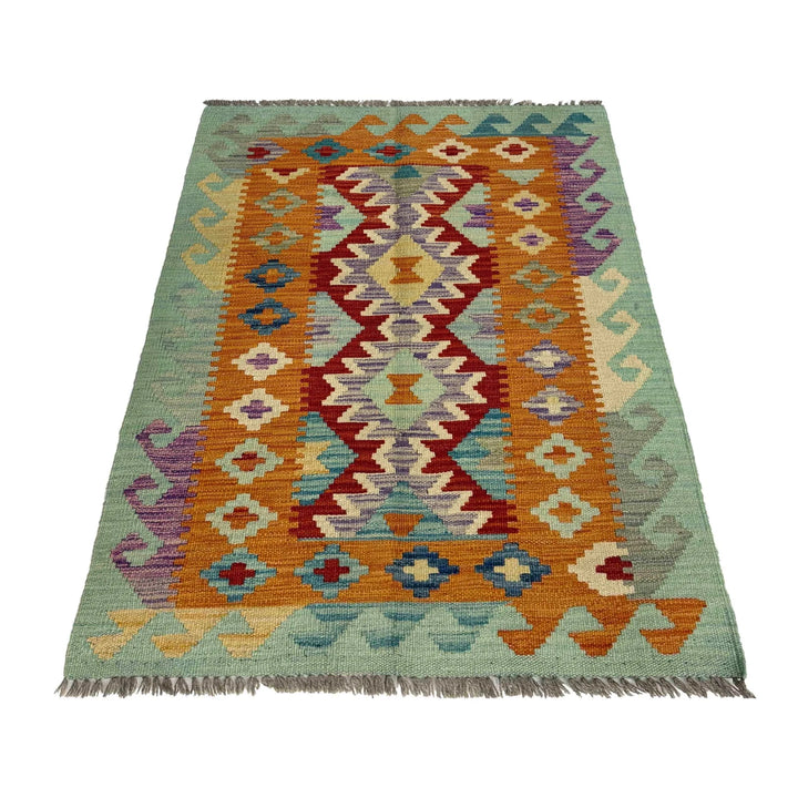 Afghan Vegetable Kilim Rug 2'7" x 4'2" Flat-Weave | No. AL108015