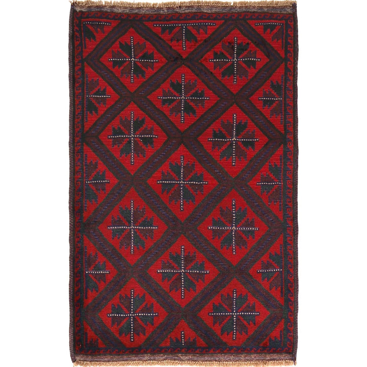 Afghan Baluchi Rug 3' 3" x 4' 9" Hand-Knotted | No. AL10802