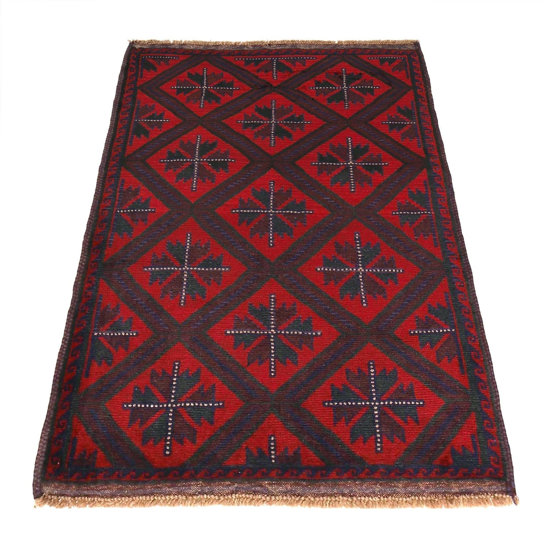 Afghan Baluchi Rug 3' 3" x 4' 9" Hand-Knotted | No. AL10802