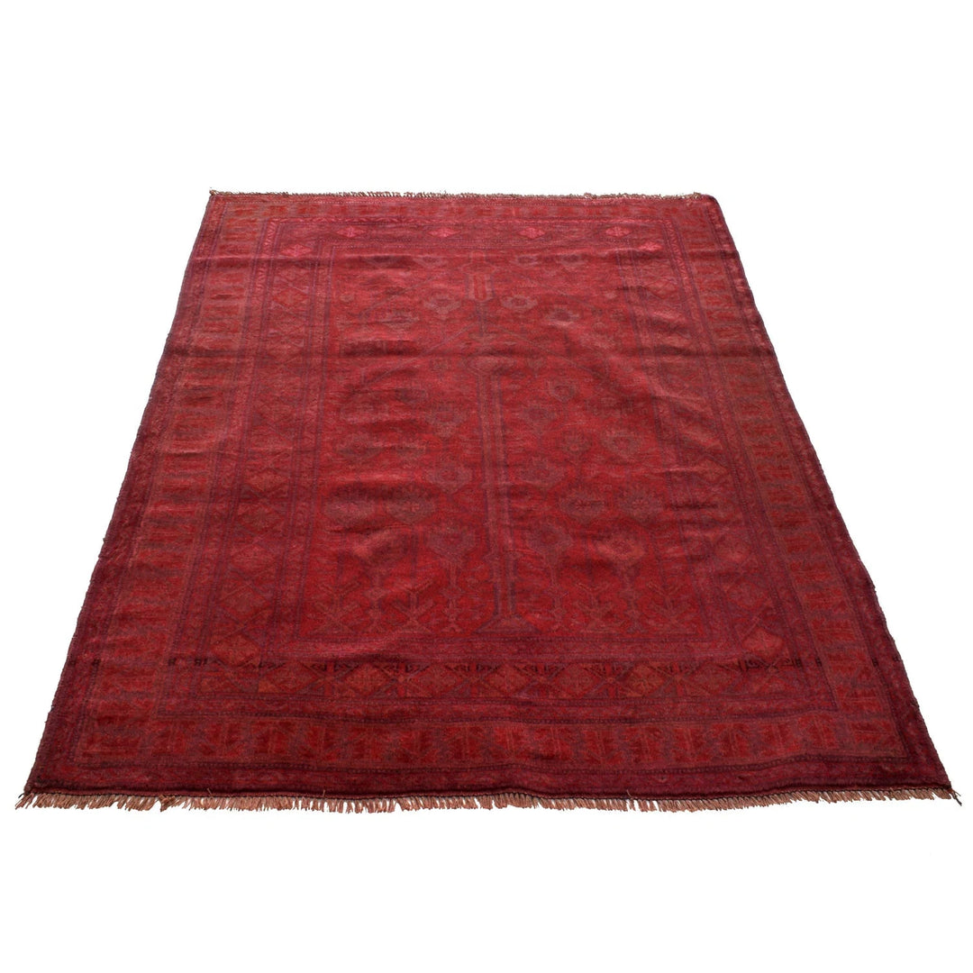 Pink Pakistani Overdye Rug 4' 1" x 5' 6" Hand-Knotted | No. AL10819