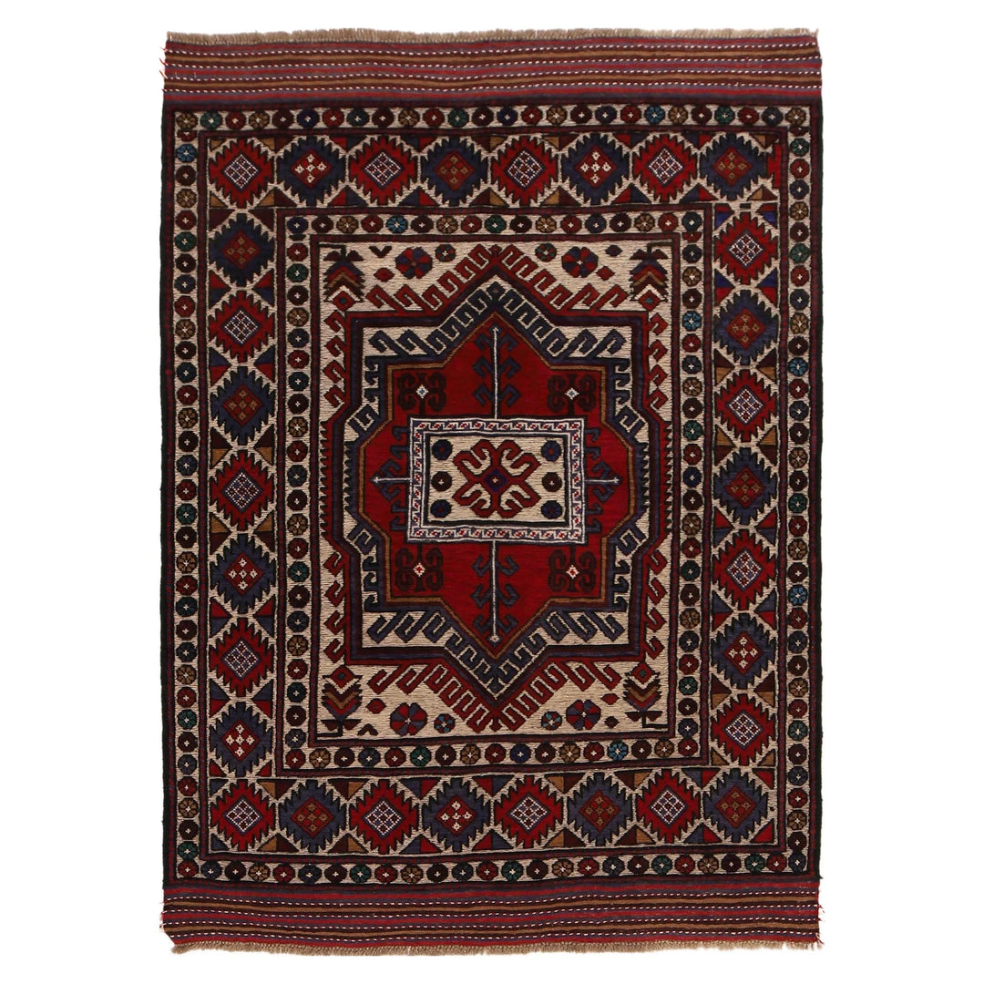 Afghan Barjista Kilim Rug 4' 2" x 6' 2" Flat-Weave | No. AL10846