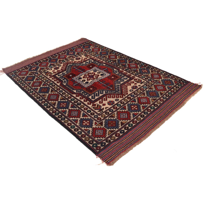 Afghan Barjista Kilim Rug 4' 2" x 6' 2" Flat-Weave | No. AL10846