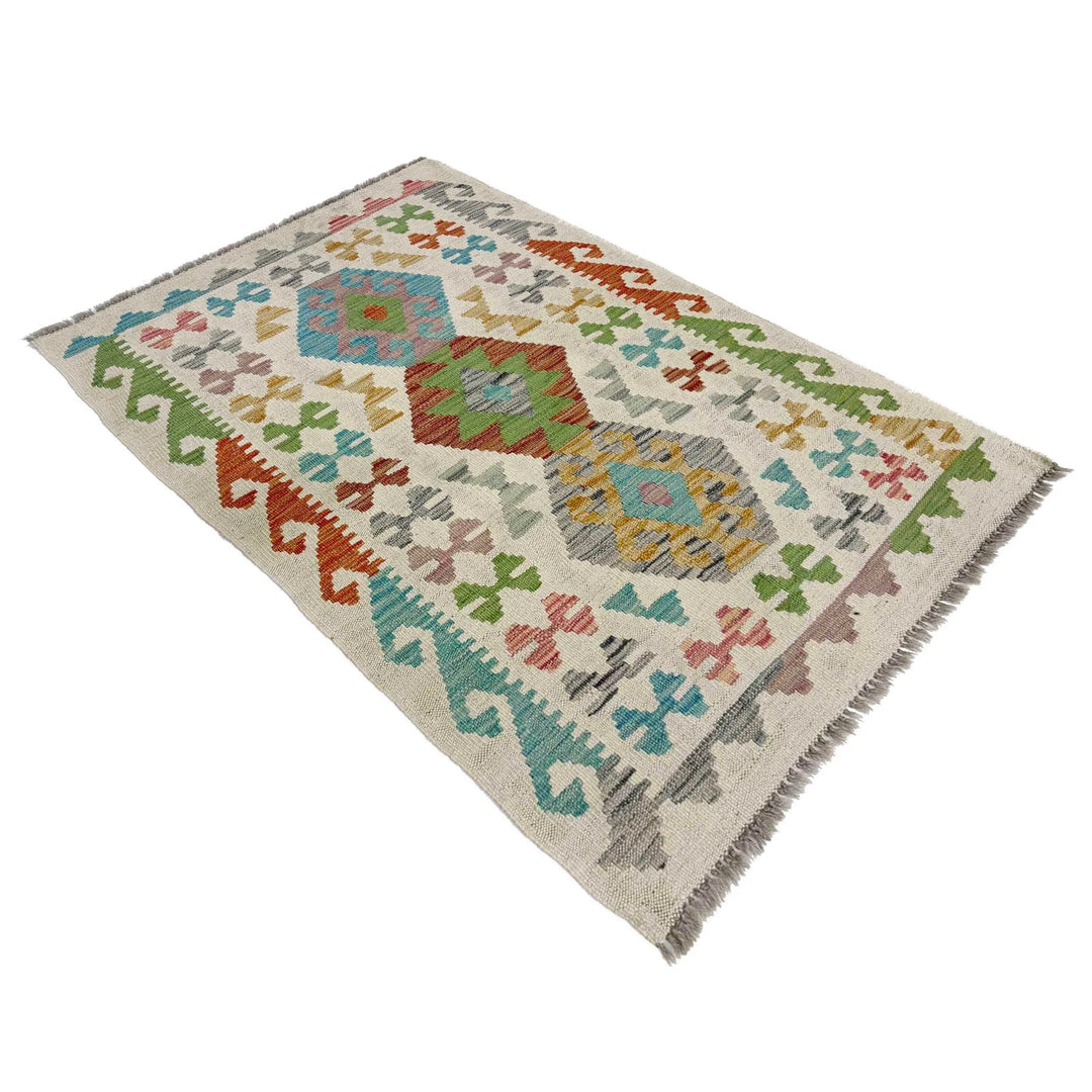 Afghan Vegetable Kilim Rug 2' 6" x 4' 2" Flat-Weave | No. AL108478