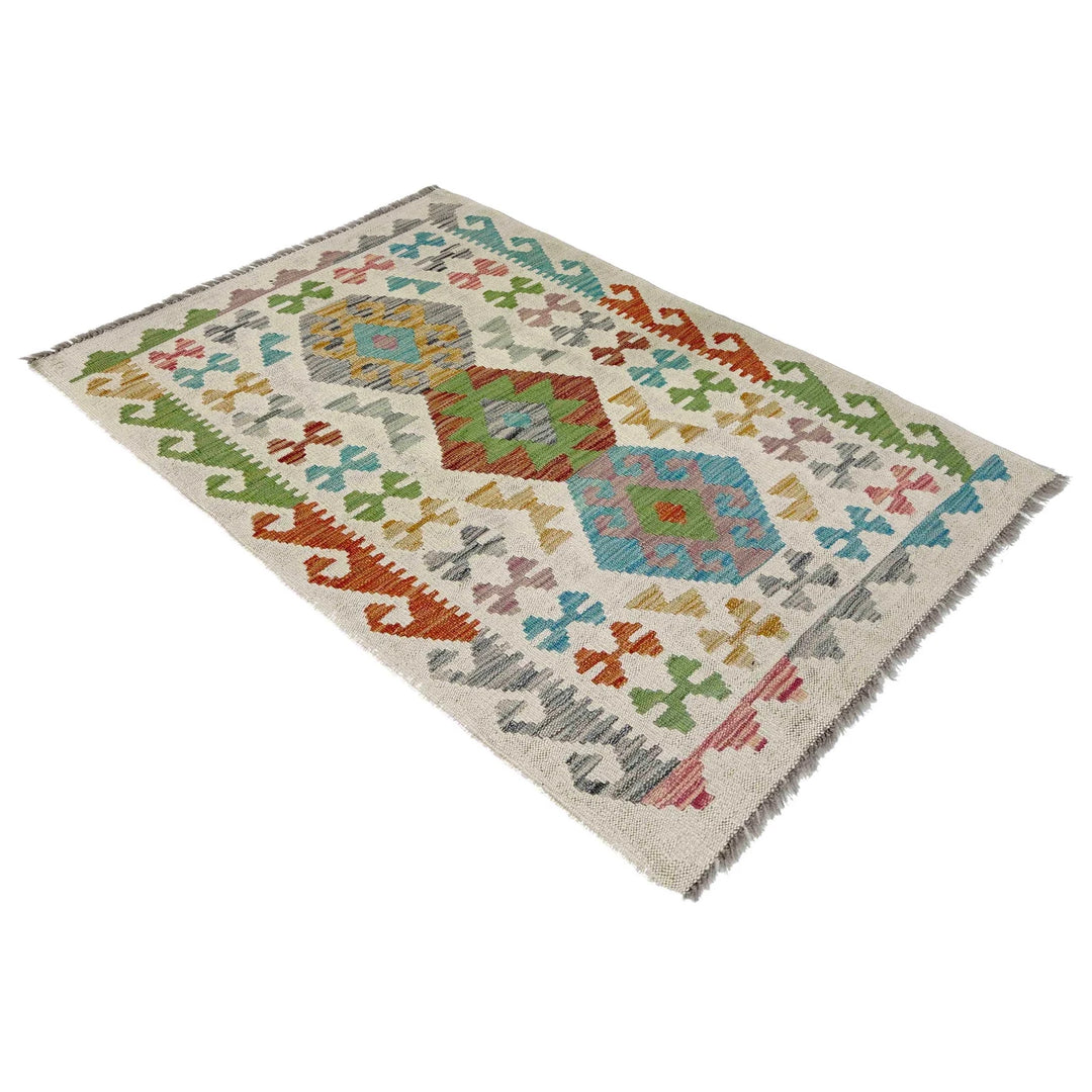 Afghan Vegetable Kilim Rug 2' 6" x 4' 2" Flat-Weave | No. AL108478