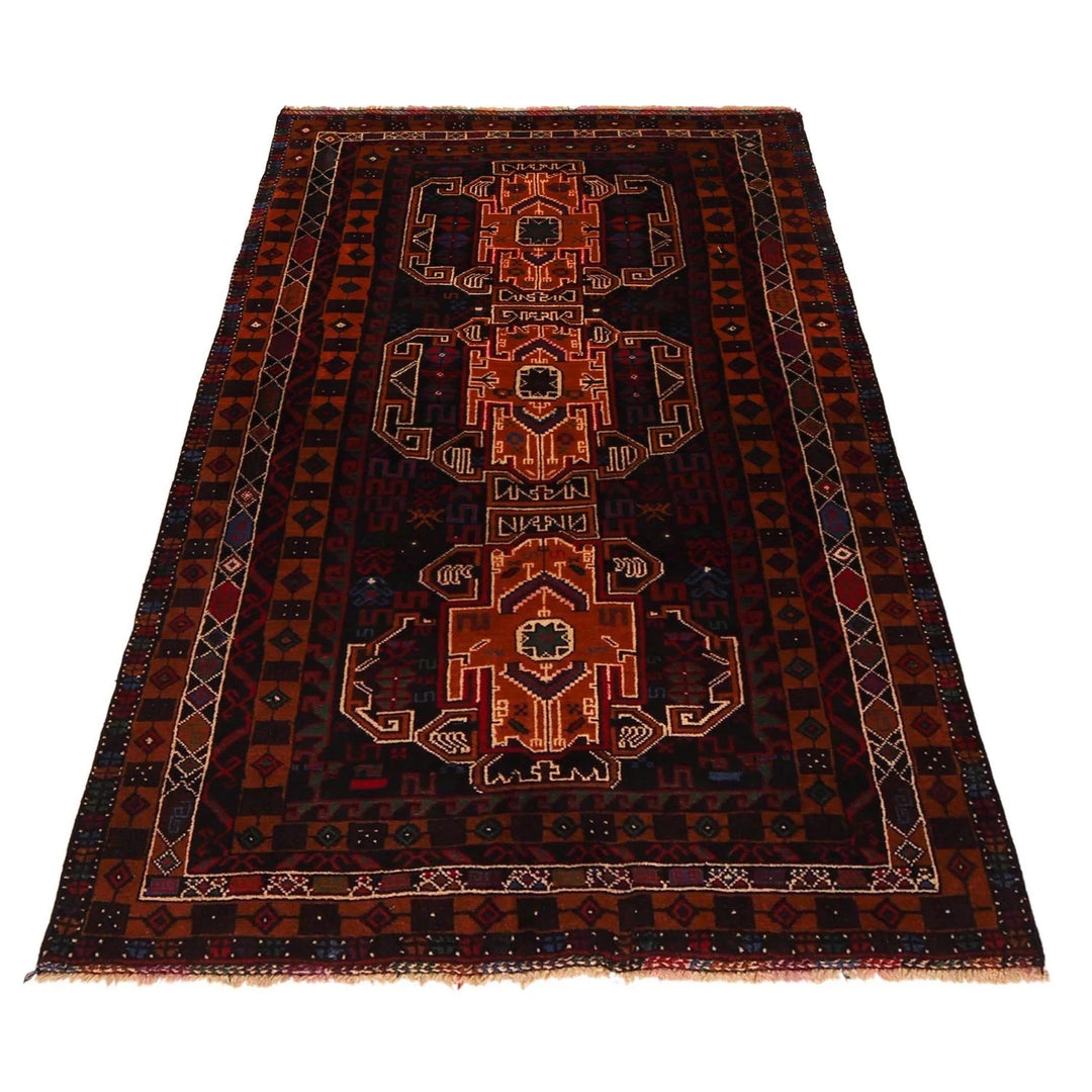 Afghan Baluchi Rug 3' 2" x 5' 7" Hand-Knotted | No. AL10967