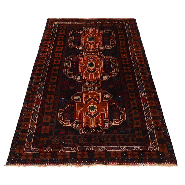 Afghan Baluchi Rug 3' 2" x 5' 7" Hand-Knotted | No. AL10967
