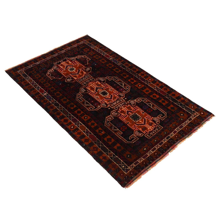 Afghan Baluchi Rug 3' 2" x 5' 7" Hand-Knotted | No. AL10967