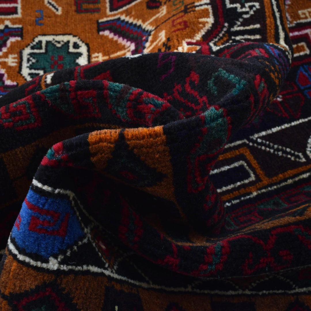 Afghan Baluchi Rug 3' 2" x 5' 7" Hand-Knotted | No. AL10967