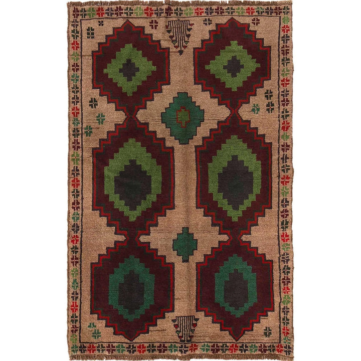 Afghan Baluchi Rug 3' 11" x 6' 4" Hand-Knotted | No. AL10974