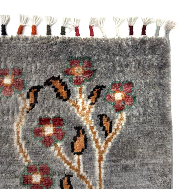 Gray Afghan Tree Of Life Rug 3' 3" x 4' 6" Hand-Knotted | No. AL11053