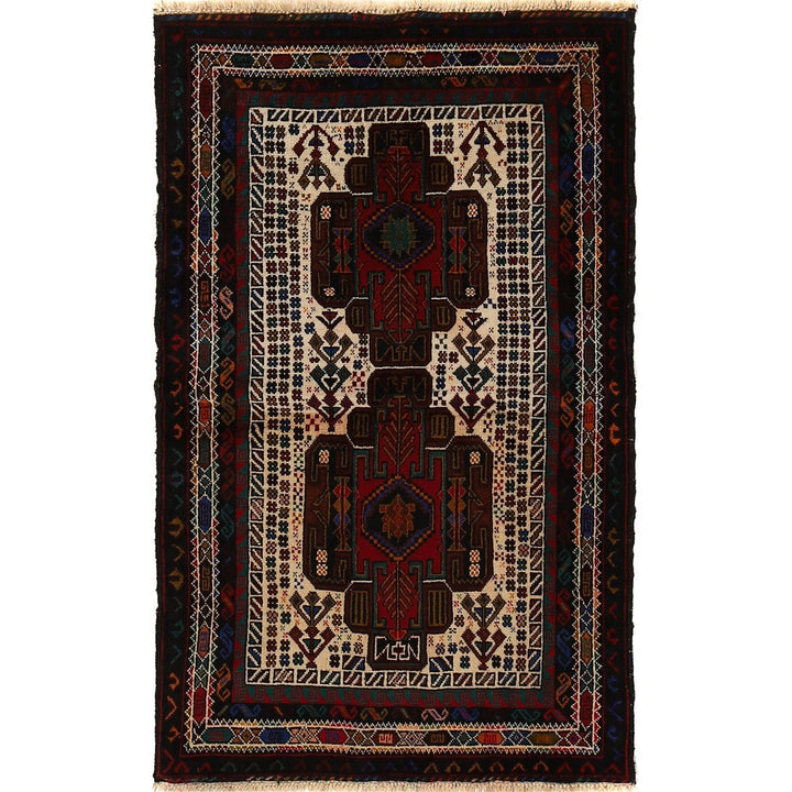 Afghan Baluchi Rug 2' 11" x 4' 10" Hand-Knotted | No. AL11064