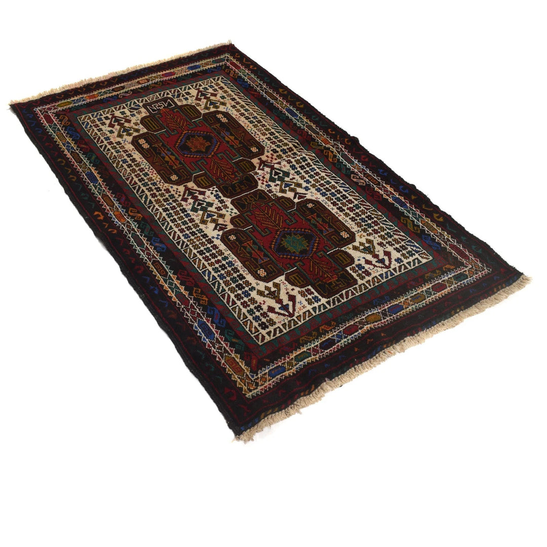 Afghan Baluchi Rug 2' 11" x 4' 10" Hand-Knotted | No. AL11064