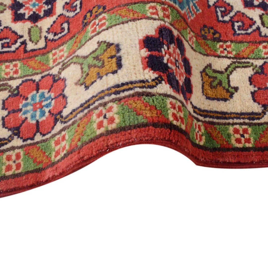 Red Afghan Kazak Rug 2' 8" x 4' 1" Hand-Knotted | No. AL11065