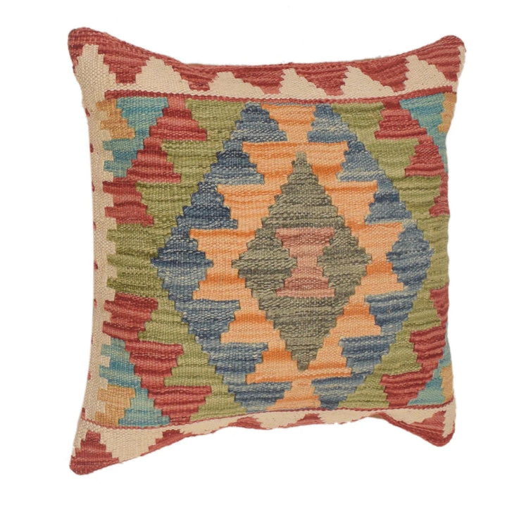 Afghan Kilim Cushion Cover 1' 7" x 1' 7" Flat-Weave | No. AL11133