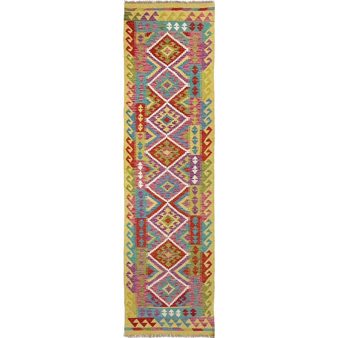 Afghan Vegetable Kilim Rug 2' 7" x 9' 9" Flat-Weave | No. AL111702