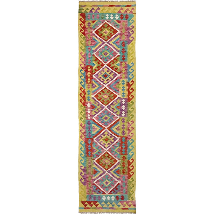 Afghan Vegetable Kilim Rug 2' 7" x 9' 9" Flat-Weave | No. AL111702