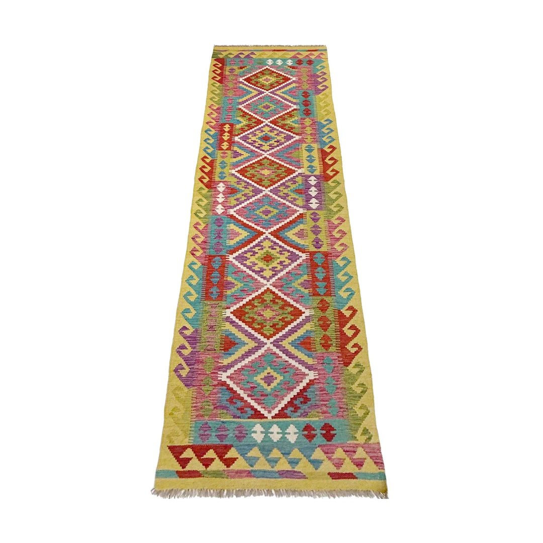 Afghan Vegetable Kilim Rug 2' 7" x 9' 9" Flat-Weave | No. AL111702