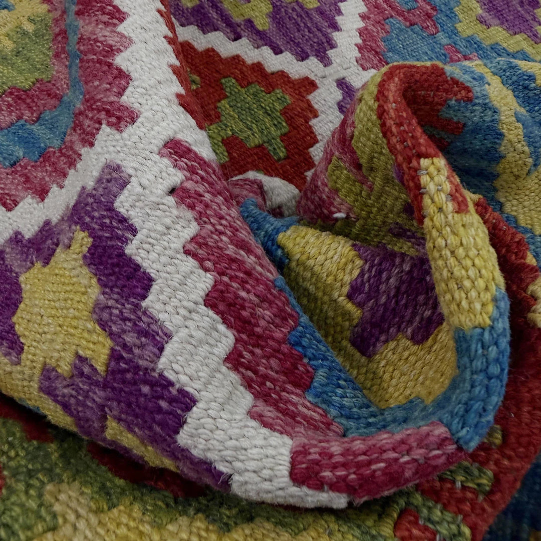 Afghan Vegetable Kilim Rug 2' 7" x 9' 9" Flat-Weave | No. AL111702