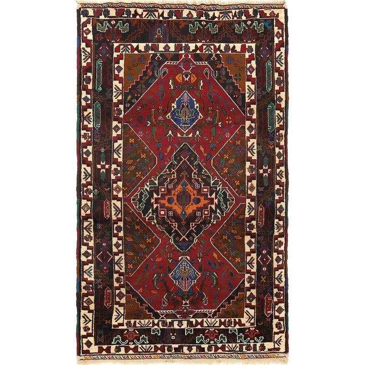 Afghan Baluchi Rug 3' 10" x 6' 8" Hand-Knotted | No. AL11235