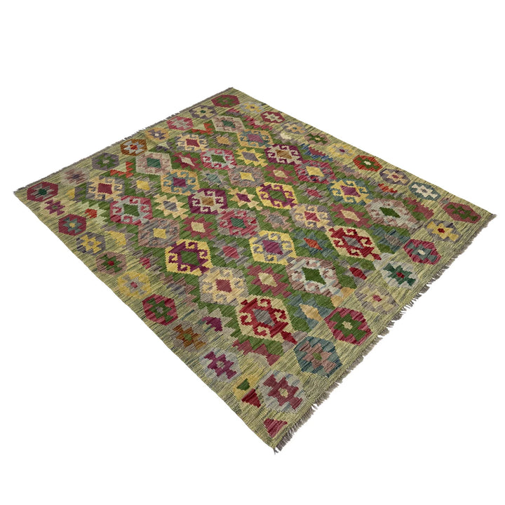 Afghan Vegetable Kilim Rug 5' 3" x 6' 7" Flat-Weave | No. AL112766