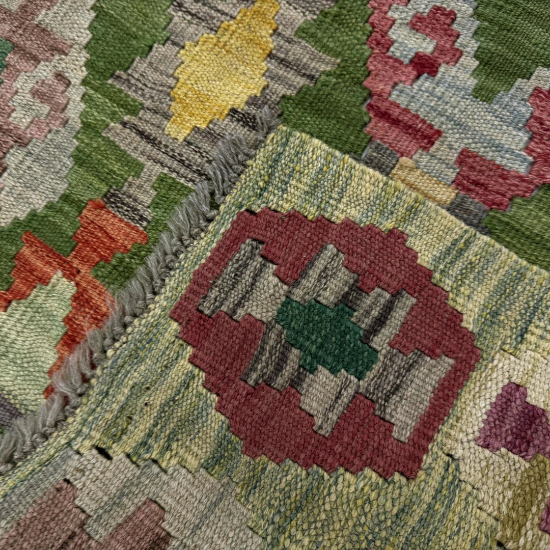 Afghan Vegetable Kilim Rug 5' 3" x 6' 7" Flat-Weave | No. AL112766
