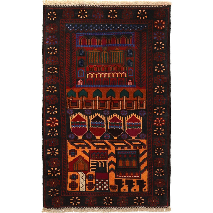 Afghan Oriental Rug 2' 9" x 4' 5" Hand-Knotted | No. AL11298