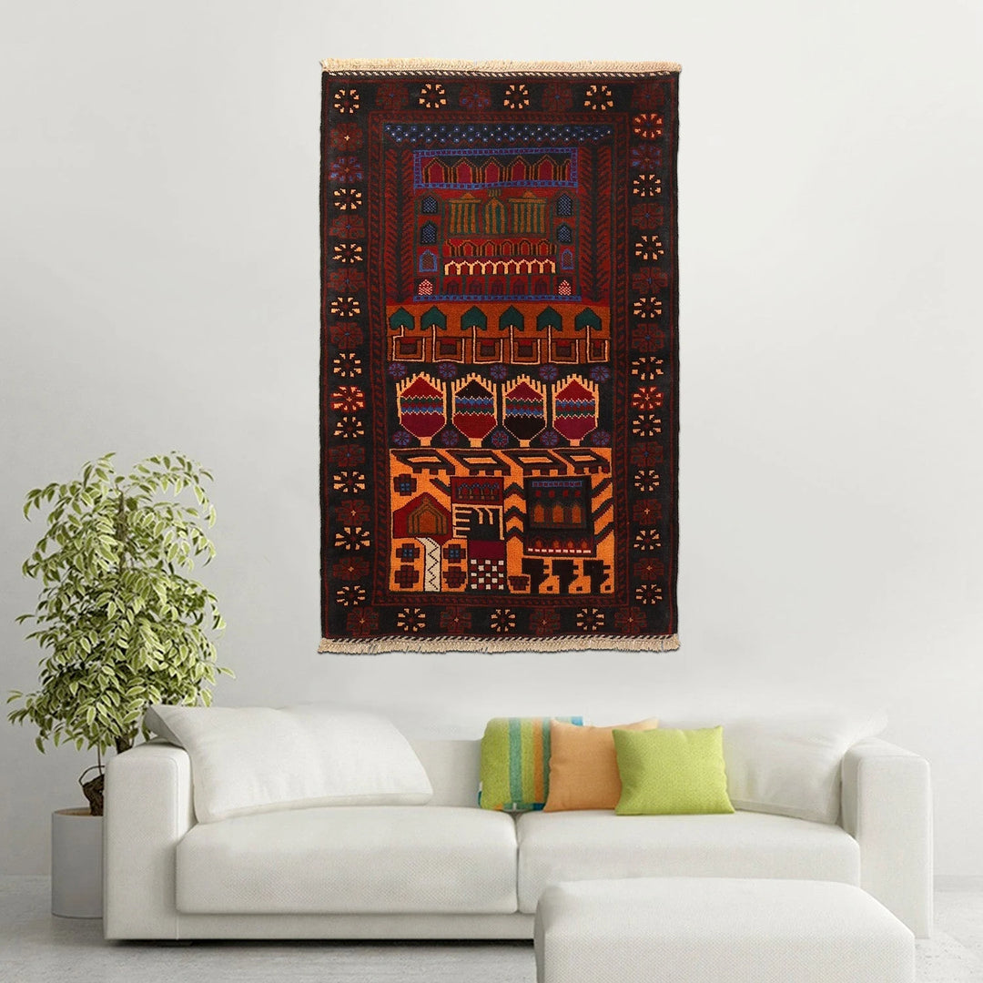 Afghan Oriental Rug 2' 9" x 4' 5" Hand-Knotted | No. AL11298