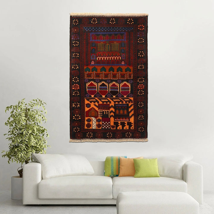 Afghan Oriental Rug 2' 9" x 4' 5" Hand-Knotted | No. AL11298