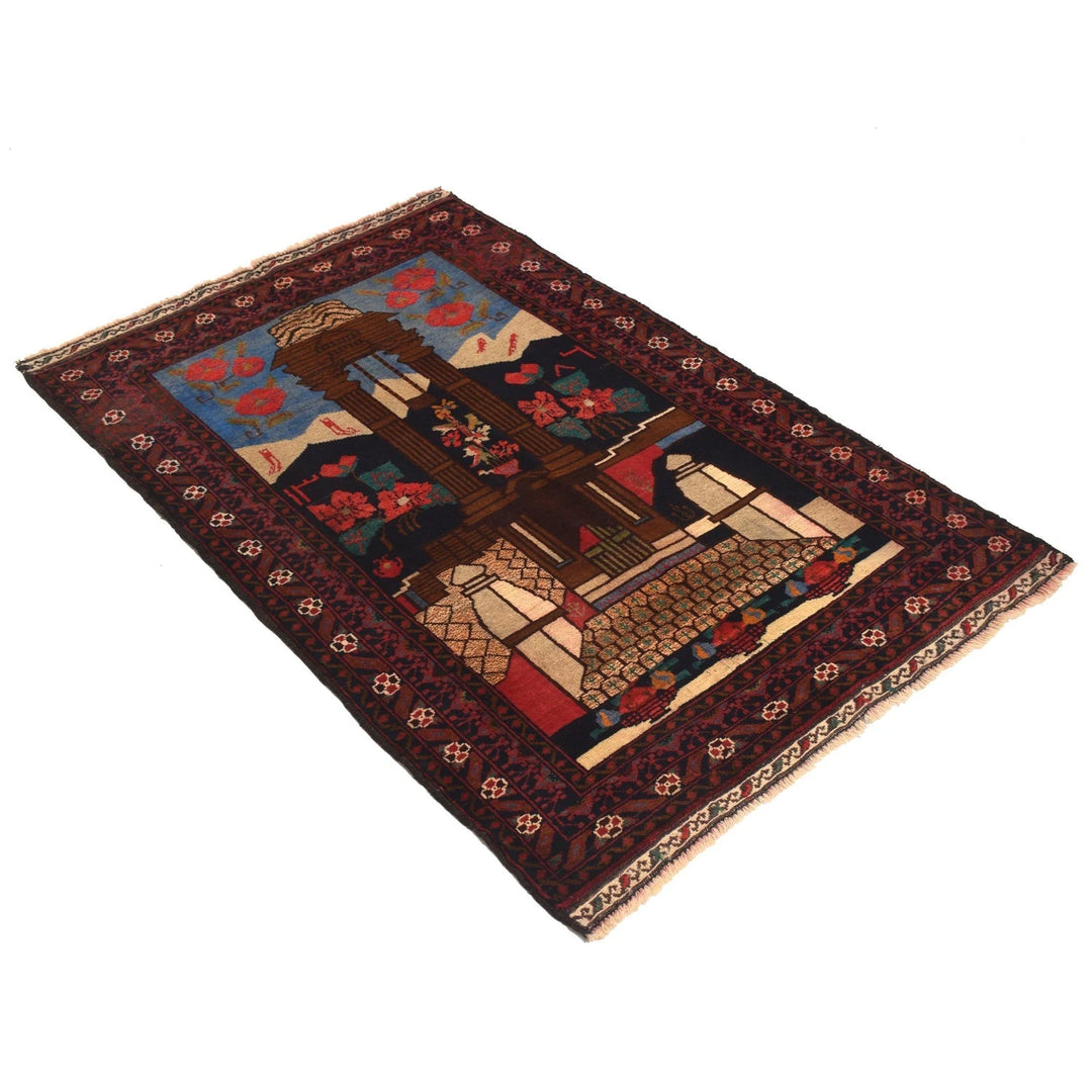 Afghan Pictorial Rug 3' 3" x 4' 10" Hand-Knotted | No. AL11320