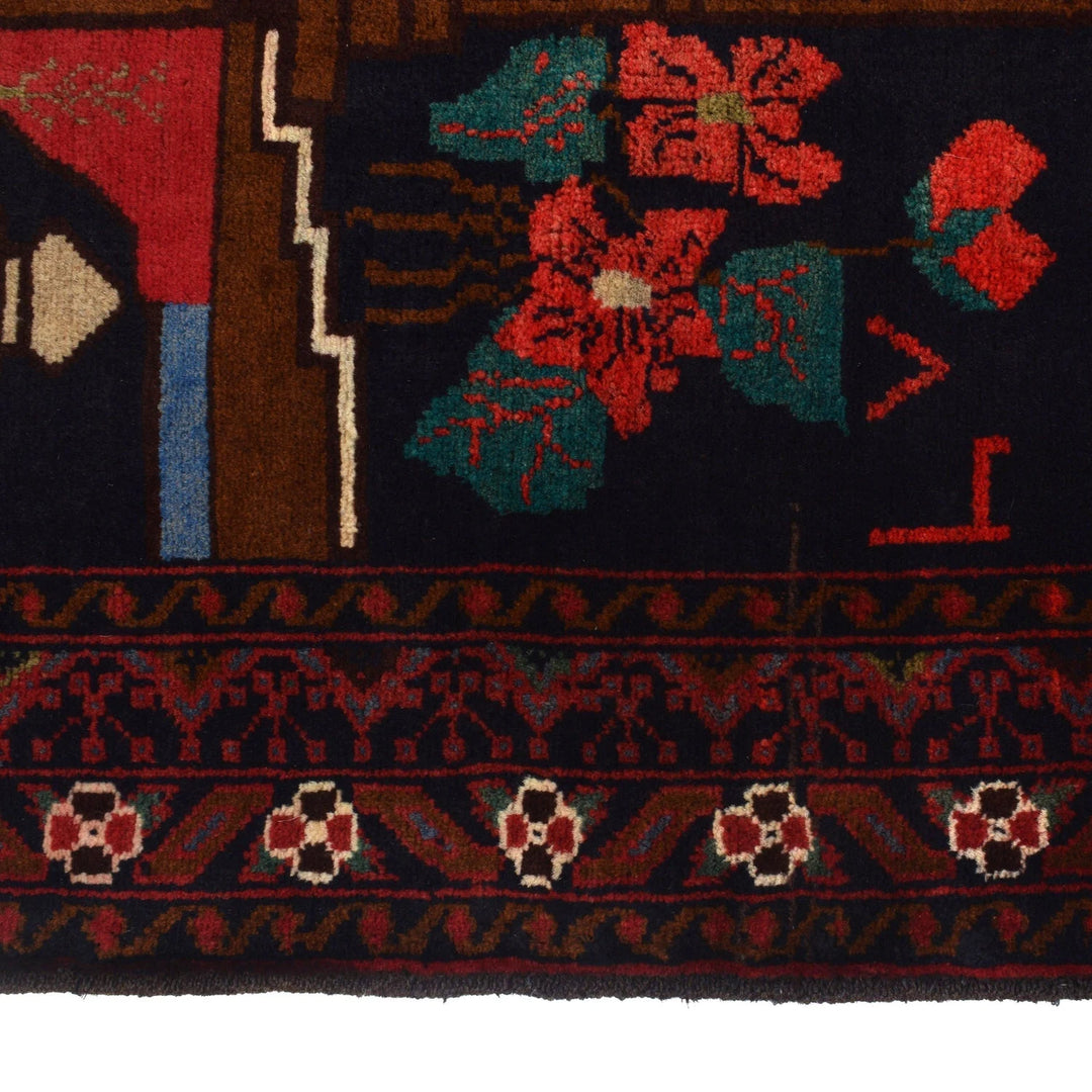 Afghan Pictorial Rug 3' 3" x 4' 10" Hand-Knotted | No. AL11320