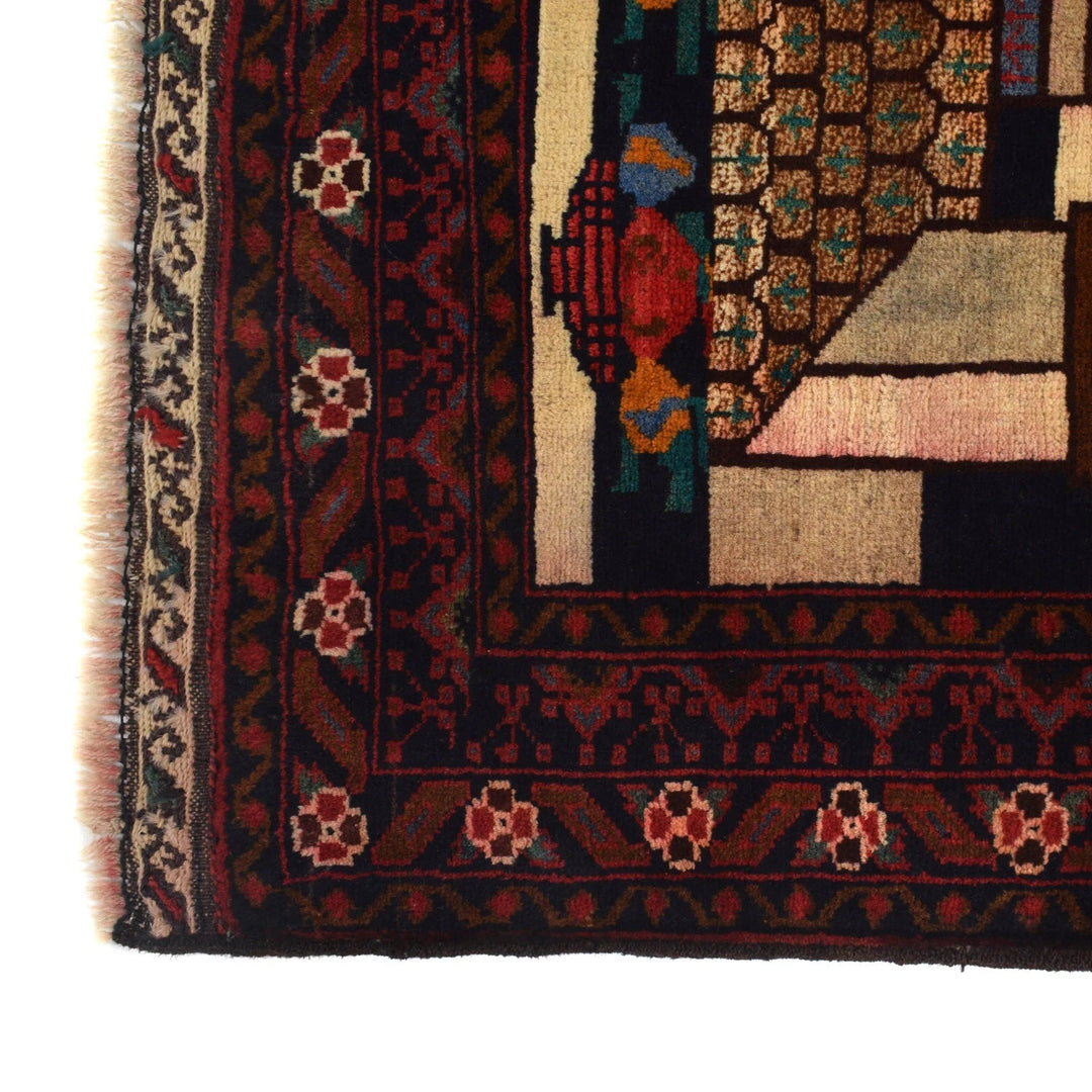 Afghan Pictorial Rug 3' 3" x 4' 10" Hand-Knotted | No. AL11320