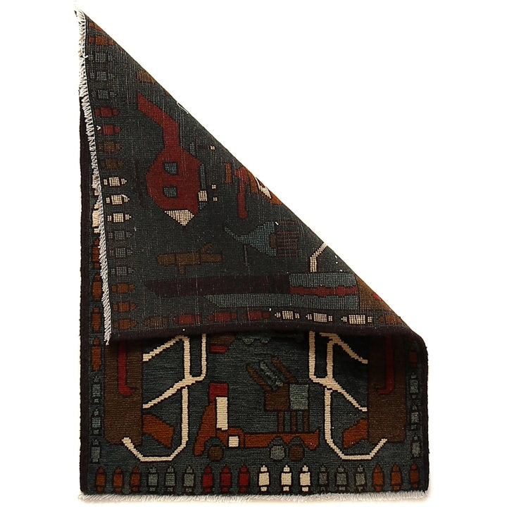 Gray Afghan War Rug 2' 0" x 2' 9" Hand-Knotted | No. AL11338