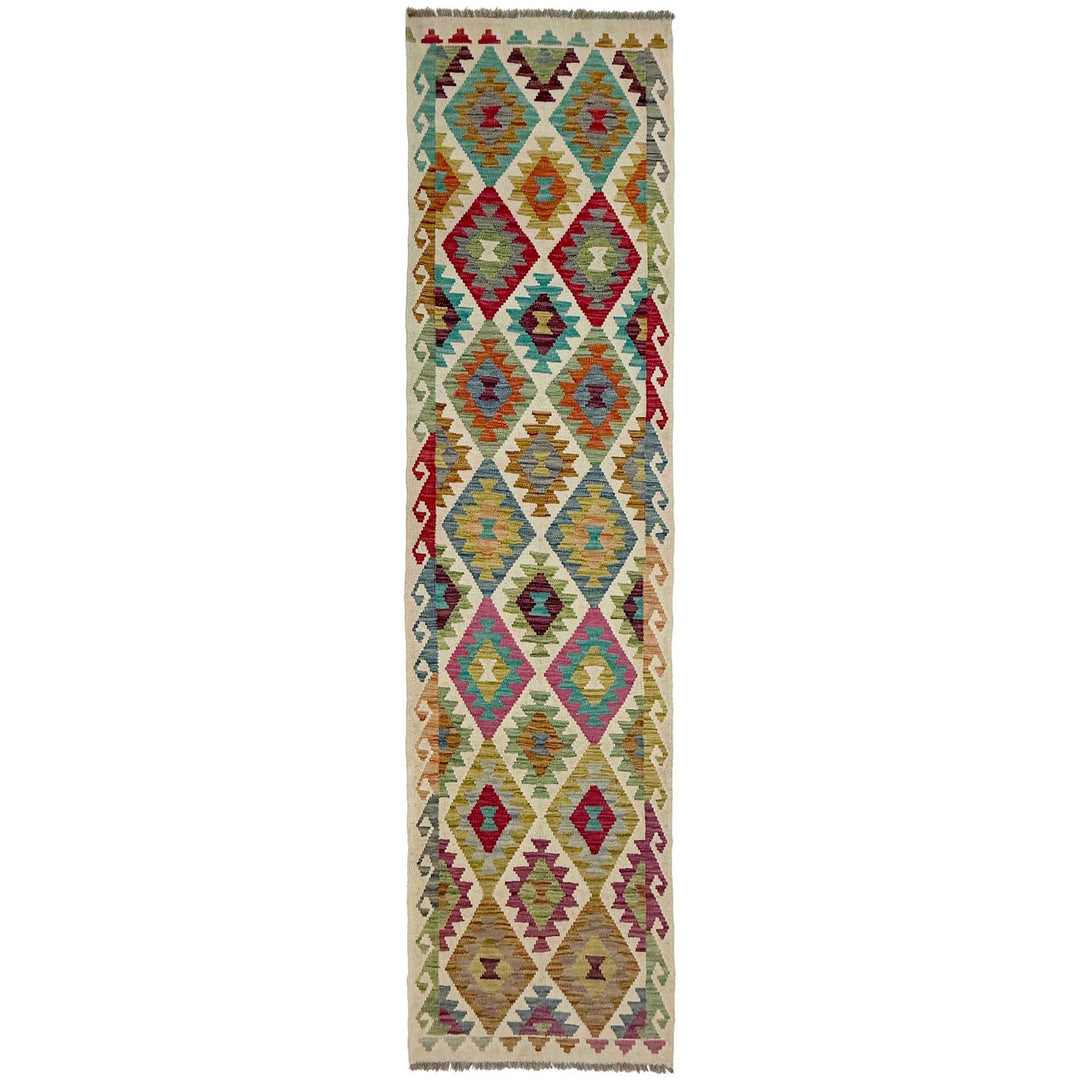 Afghan Vegetable Kilim Rug 2' 6" x 10' 1" Flat-Weave | No. AL113840