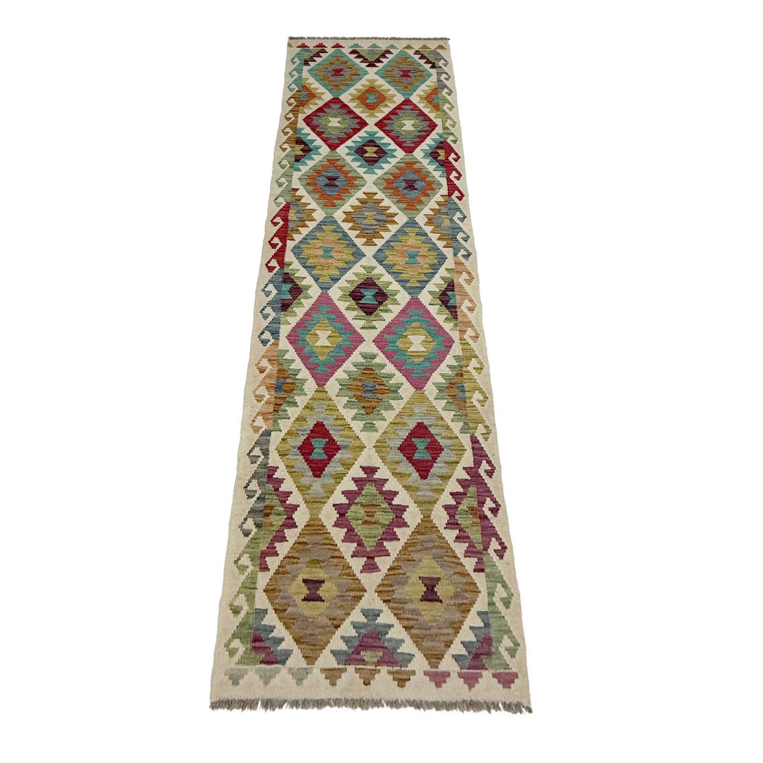 Afghan Vegetable Kilim Rug 2' 6" x 10' 1" Flat-Weave | No. AL113840